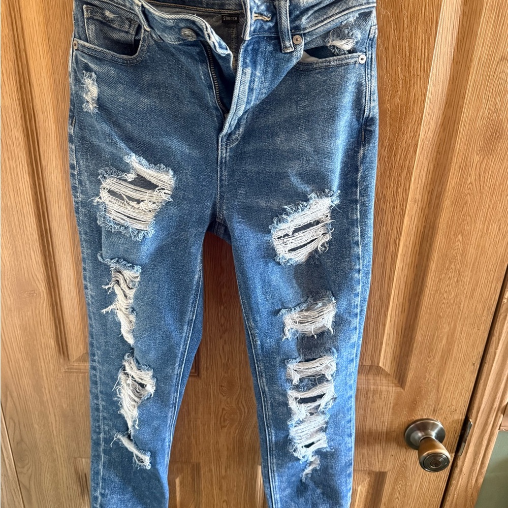 American Eagle Outfitters Ripped Blue Skinny Jeans